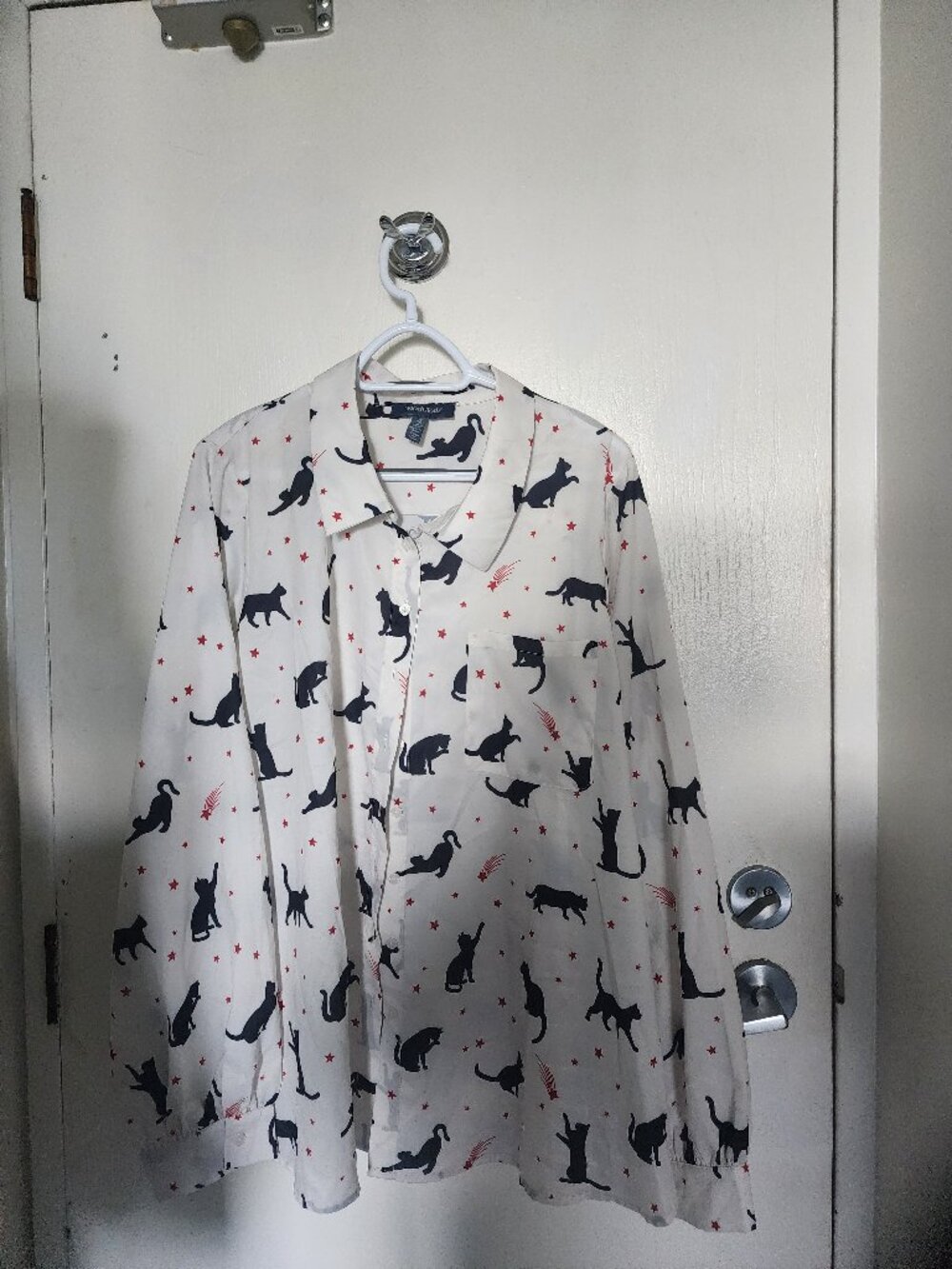 ModCloth More than Marvelous Button Down Shirt with Cat Print